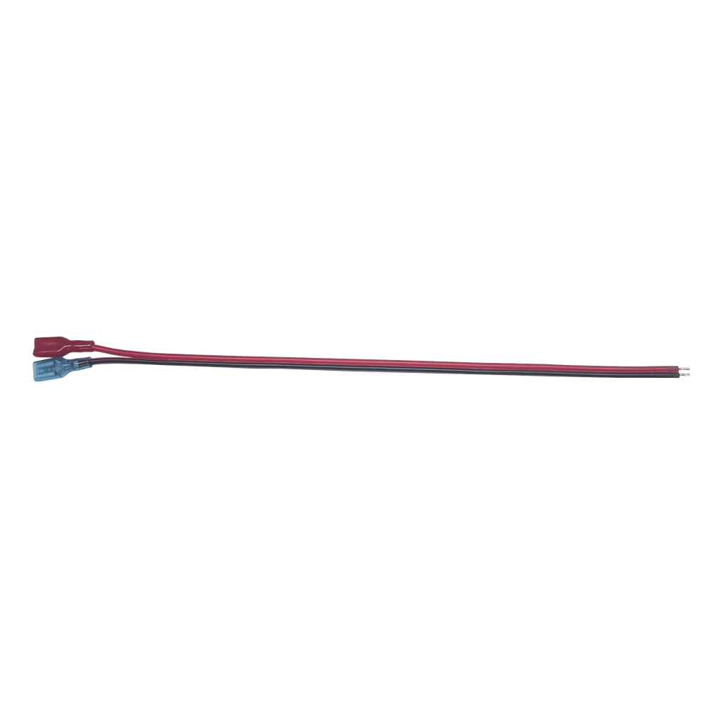 CBRNF1P30D-FRENTE-l Cables en paquete dual / cable rojo y negro / 30 cm / terminal F1 en un extremo / puntas libres en el otro / Conexión a baterías de respaldo. CBRNF1P30D 2