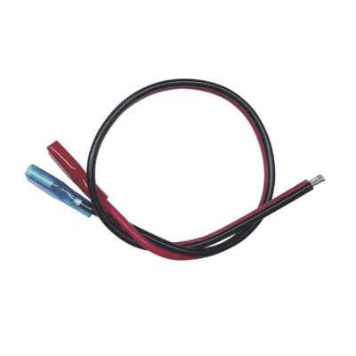 Cables en paquete dual / cable rojo y negro / 30 cm / terminal F1 en un extremo / puntas libres en el otro / Conexión a baterías de respaldo.