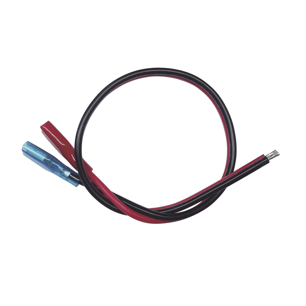 CBRNF1P30D-l Cables en paquete dual / cable rojo y negro / 30 cm / terminal F1 en un extremo / puntas libres en el otro / Conexión a baterías de respaldo. CBRNF1P30D 1