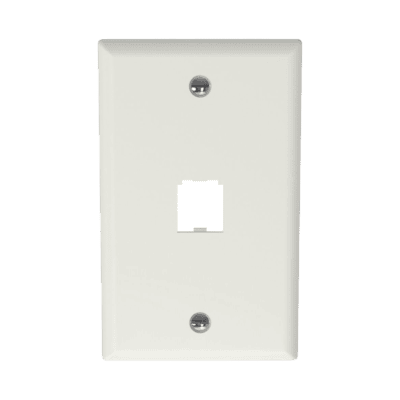 Placa de Pared Vertical Clásica, Salida Para 1 Puerto Mini-Com, Color Blanco Mate
