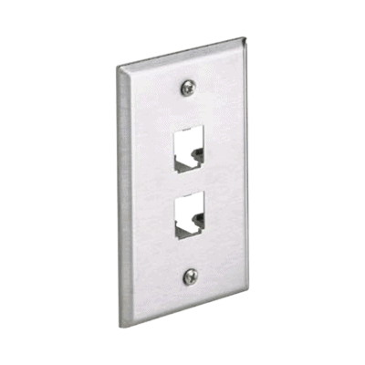 Placa de Pared Vertical, de Acero Inoxidable, Salida Para 2 Puertos Mini-Com