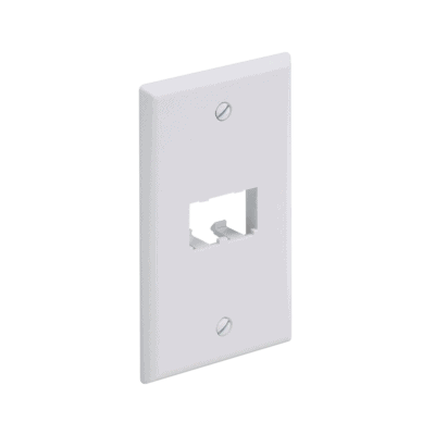 Placa de Pared Vertical Clásica, Salida Para 2 Puertos Mini-Com, Color Blanco