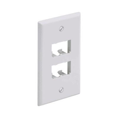 Placa de Pared Vertical Clásica, Salida Para 4 Puertos Mini-Com, Color Blanco
