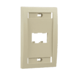 Placa de Pared Vertical Ejecutiva, Salida Para 2 Puertos Mini-Com, Con Espacios Para Etiquetas, Color Marfil CFPE2EIY-LAT-DER-l