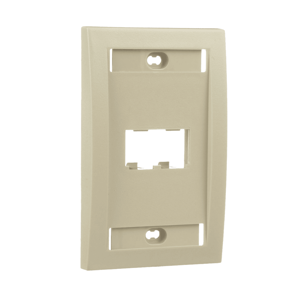 CFPE2EIY-LAT-DER-l Placa de Pared Vertical Ejecutiva, Salida Para 2 Puertos Mini-Com, Con Espacios Para Etiquetas, Color Marfil CFPE2EIY 2