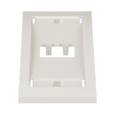 Placa de Pared Vertical Ejecutiva, Salida Para 2 Puertos Mini-Com, Con Espacios Para Etiquetas, Color Blanco Mate