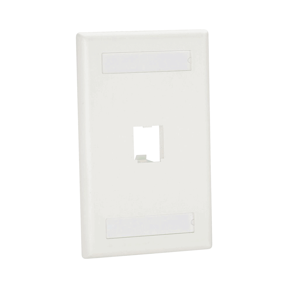 CFPL1IWY-l Placa de Pared Vertical Clásica, Salida Para 1 Puerto Mini-Com, Con Espacios Para Etiquetas, Color Blanco Mate CFPL1IWY 1