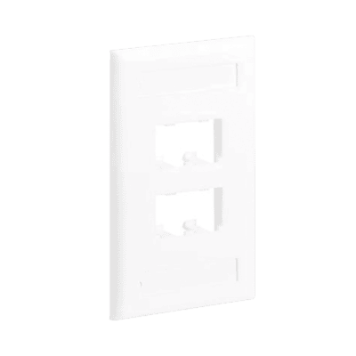 Placa de Pared Vertical Clásica, Salida Para 4 Puertos Mini-Com, Con Espacios Para Etiquetas, Color Blanco