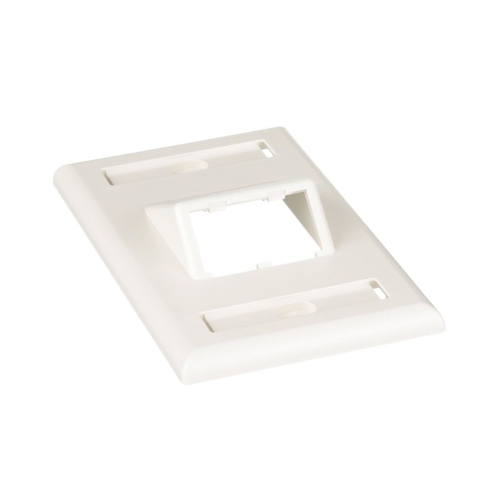 CFPSL2IWY-l Placa de Pared Vertical Clásica, Salida Para 2 Puertos Mini-Com Inclinados, Con Espacios Para Etiquetas, Color Blanco Mate CFPSL2IWY 1
