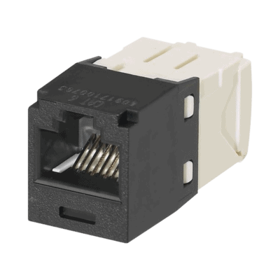 Conector Jack RJ45 Estilo TG, Mini-Com, Categoría 6, de 8 Posiciones y 8 Cables, Color Negro