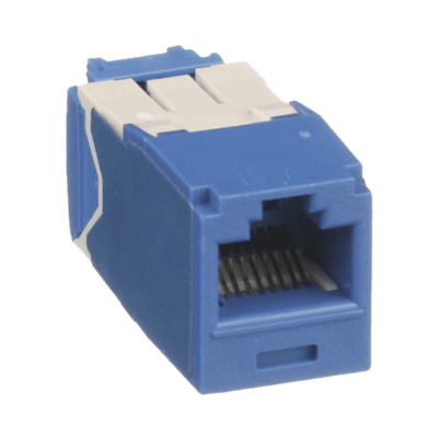Conector Jack RJ45 Estilo TG, Mini-Com, Categoría 6A, de 8 Posiciones y 8 Cables, Color Azul