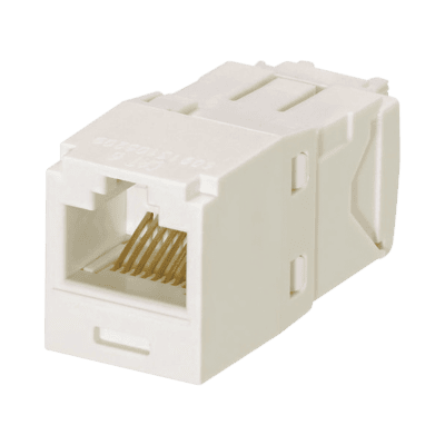 Conector Jack RJ45 Estilo TG, Mini-Com, Categoría 6A, de 8 Posiciones y 8 Cables, Color Blanco Mate
