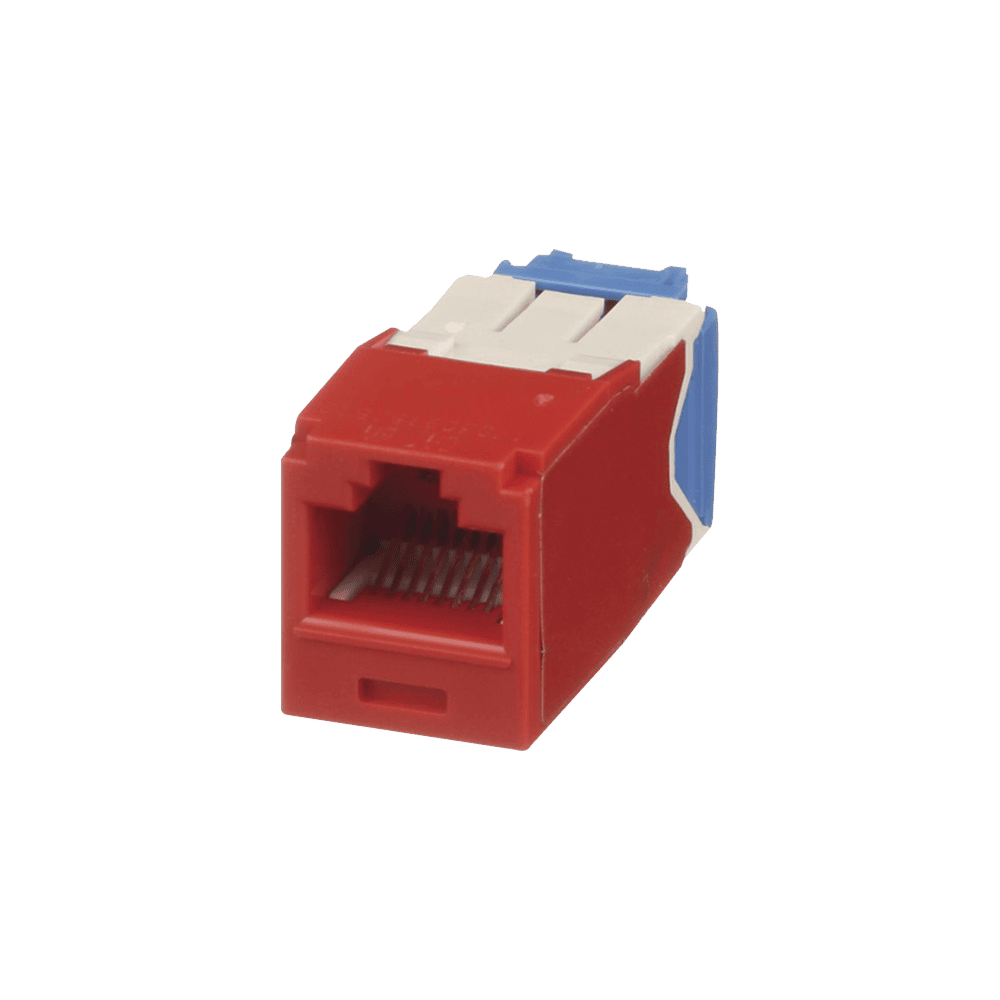 CJ6X88TGRD-l Conector Jack RJ45 Estilo TG, Mini-Com, Categoría 6A, de 8 Posiciones y 8 Cables, Color Rojo CJ6X88TGRD 1