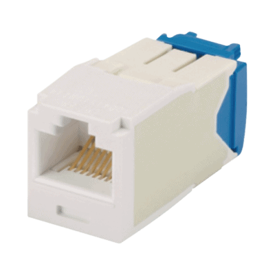 Conector Jack RJ45 Estilo TG, Mini-Com, Categoría 6A, de 8 Posiciones y 8 Cables, Color Blanco