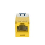 Conector Jack RJ45 Estilo TG, Mini-Com, Categoría 6A, de 8 Posiciones y 8 Cables, Color Amarillo CJ6X88TGYL-LAT-DER-l
