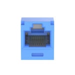 Conector Jack RJ45 Estilo TG, Mini-Com, Categoría 6A, Con Gel Resistente a la Corrosión, de 8 Posiciones y 8 Cables, Color Azul CJE6X88TGBU-FRENTE-l