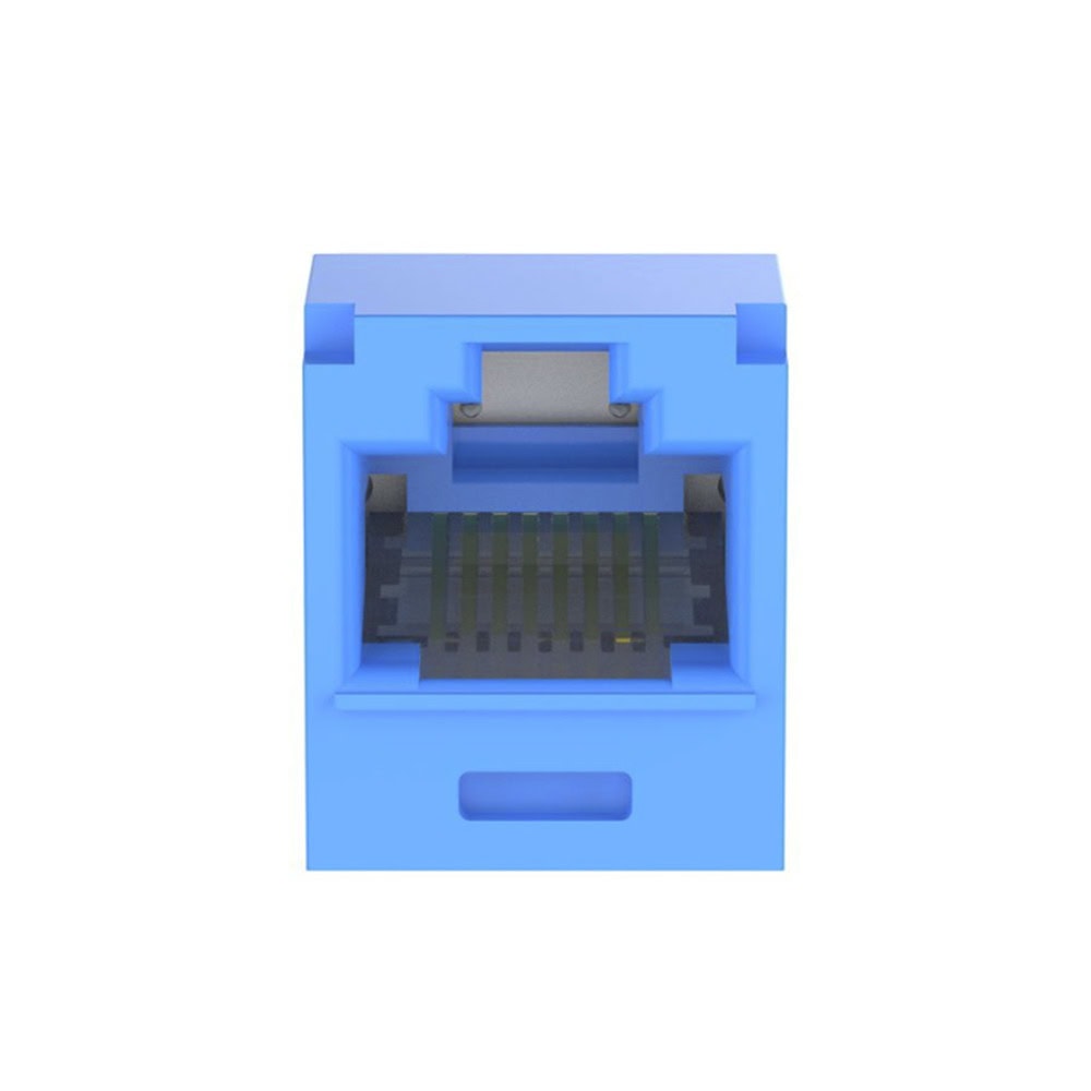 CJE6X88TGBU-FRENTE-l Conector Jack RJ45 Estilo TG, Mini-Com, Categoría 6A, Con Gel Resistente a la Corrosión, de 8 Posiciones y 8 Cables, Color Azul CJE6X88TGBU 2