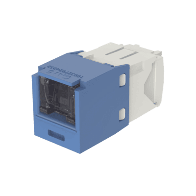 Conector Jack RJ45 Estilo TG con Ventana, Mini-Com, Categoría 6, de 8 Posiciones y 8 Cables, Color Azul