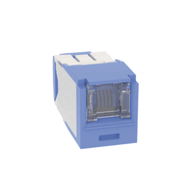 Conector Jack RJ45 Estilo TG con Ventana, Mini-Com, Categoría 6A, de 8 Posiciones y 8 Cables, Color Azul
