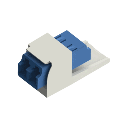 Módulo Acoplador LC Duplex, para Fibra Óptica Monomodo OS1/OS2, Tipo Mini-Com, Color Blanco Mate
