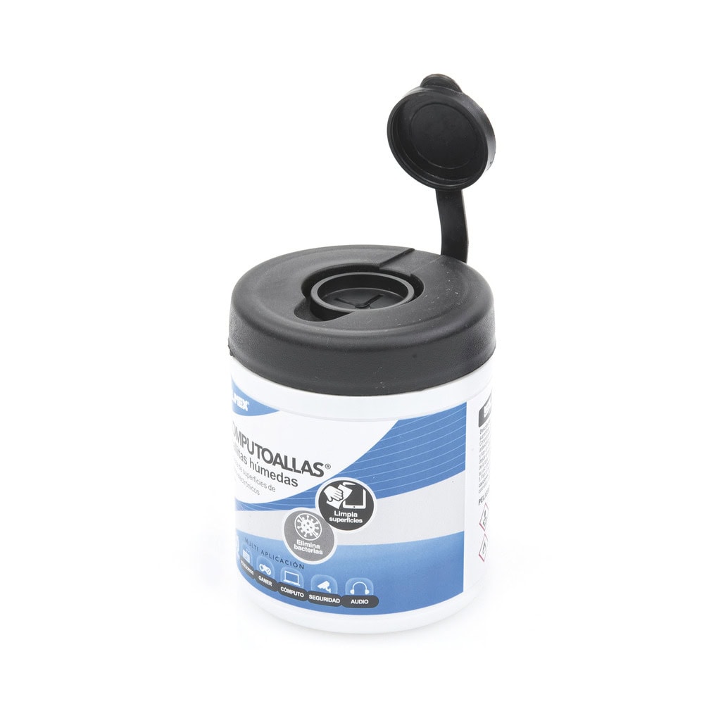 COMPUTOALLAS-LAT-IZQ-l Toallas húmedas antibacteriales, para limpieza de gabinetes, equipos de cómputo, audio, vídeo y telefonía, 30 piezas COMPUTOALLAS 3