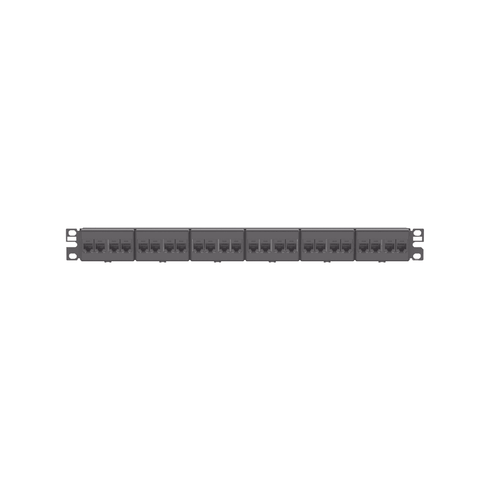 CP245E88BLY-l-1 Panel de Parcheo con 24 Acopladores Mini-Com, Plano, Categoría 5e, de 1 UR, Color Negro CP245E88BLY 1