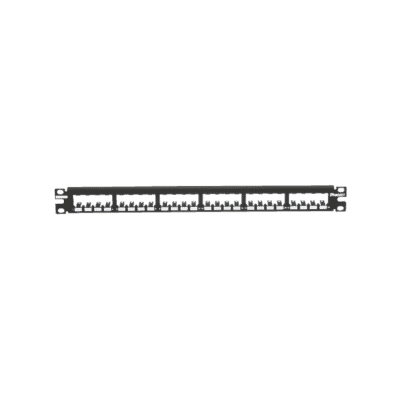 Panel de Parcheo Modular Mini-Com (Sin Conectores), Plano, Totalmente Blindado, de 24 Puertos, 1UR