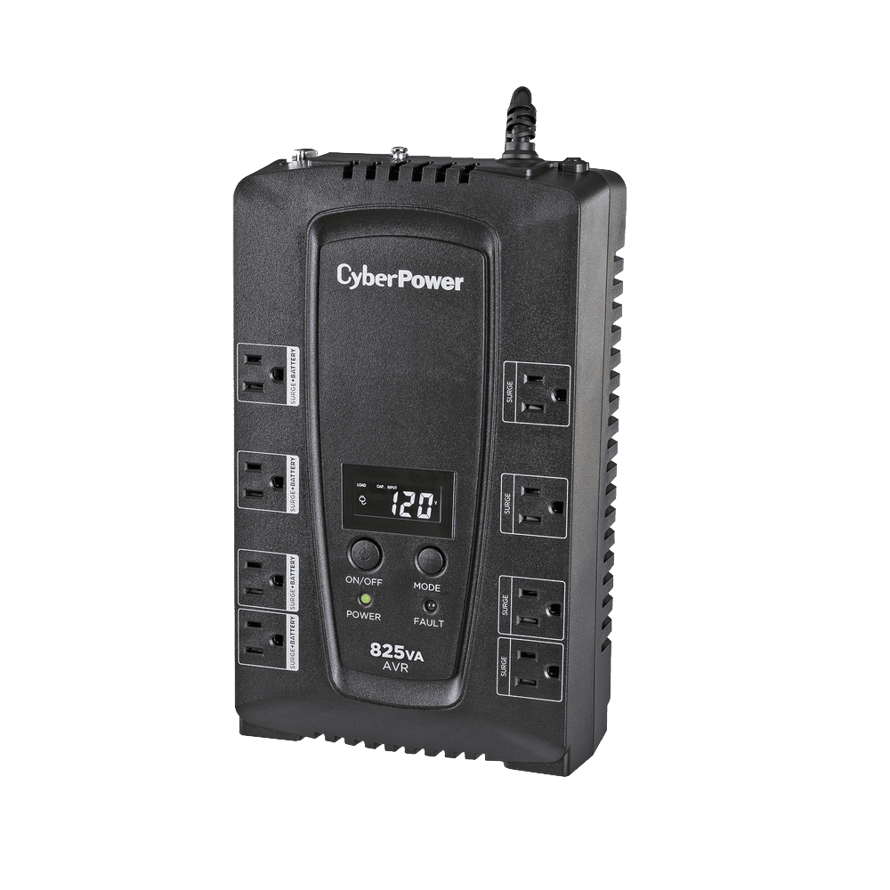 CP825AVRLCDA-LAT-IZQ-l UPS de 825 VA/450 W, Topología Línea Interactiva, Entrada 120 Vca NEMA 5-15P, Tipo Gabinete Compacto, Con 8 Tomas NEMA 5-15R CP825AVRLCDA 3
