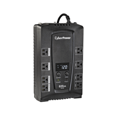 UPS de 825 VA/450 W, Topología Línea Interactiva, Entrada 120 Vca NEMA 5-15P, Tipo Gabinete Compacto, Con 8 Tomas NEMA 5-15R
