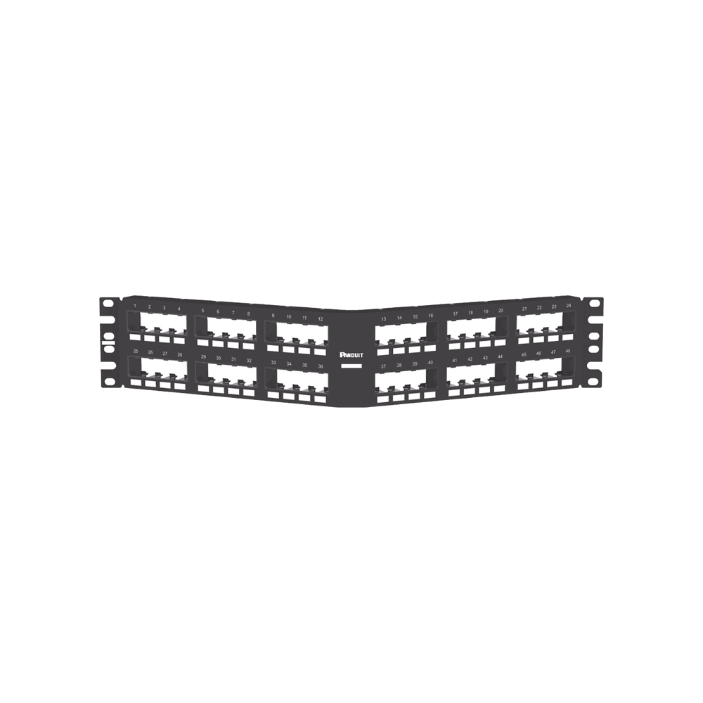 CPPA48FMWBLY-AD-1-l Panel de Parcheo Modular Mini-Com (Sin Conectores), Angulado Instalación la Ras, Sin Blindaje, de 48 Puertos, 2UR CPPA48FMWBLY 2