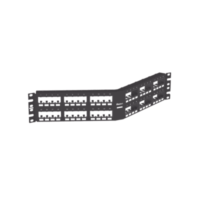 Panel de Parcheo Modular Mini-Com (Sin Conectores), Angulado Instalación la Ras, Sin Blindaje, de 48 Puertos, 2UR