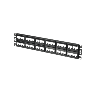 Panel de Parcheo Modular Mini-Com (Sin Conectores), Plano, Sin Blindaje, Con Etiqueta y Cubierta, de 48 Puertos, 2UR