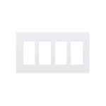 Placa de pared 4 espacios, color blanco, para atenuador (dimmer), switch ó control remoto PICO inalámbrico CW4WH-l