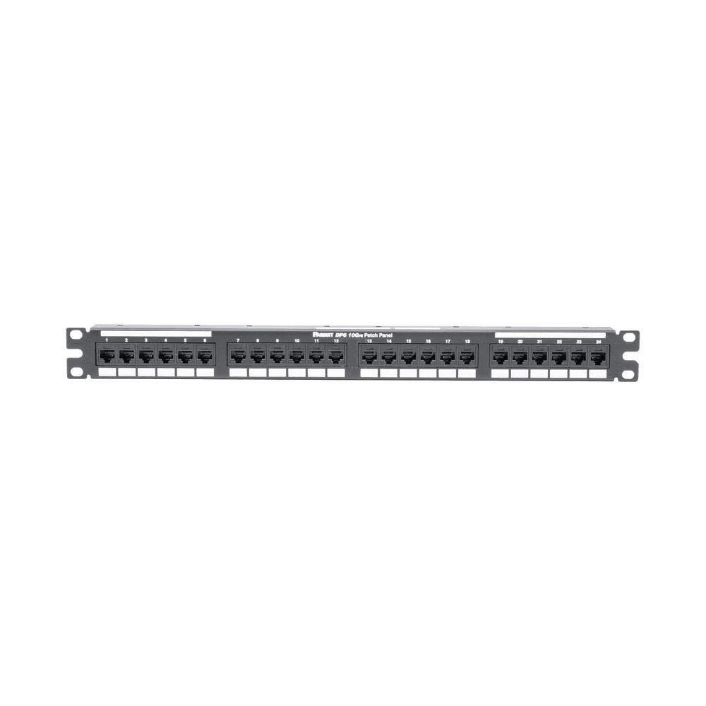 DP246X88TGY-l Panel de Parcheo de Impacto (110), Plano, Categoría 6A, de 24 Puertos, 1UR DP246X88TGY 1