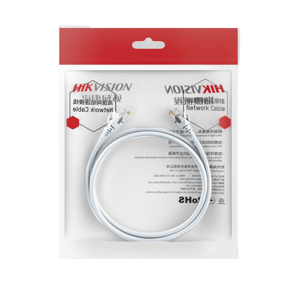 DS1NP6UEC0200W-l Cable de Parcheo (Patch Cord) / UTP / Cat. 6 (24 AWG) / 2 Metros (6.56 Pies) / Color Blanco/ Ideal para PoE+ / Interior DS-1NP6UEC0-200-W 1