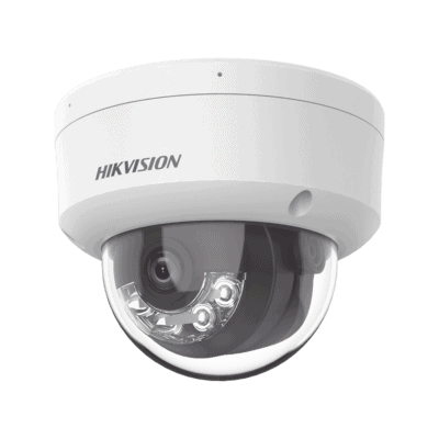 [Dual Light] Domo IP 2 Megapixel / Lente 2.8 mm / 30 mts IR + Luz Blanca / Micrófono Integrado / Antivandálico IK08 / ACUSENSE Lite / Exterior IP67 / H.265+/H.264+ / PoE / ONVIF (Profile S/T)