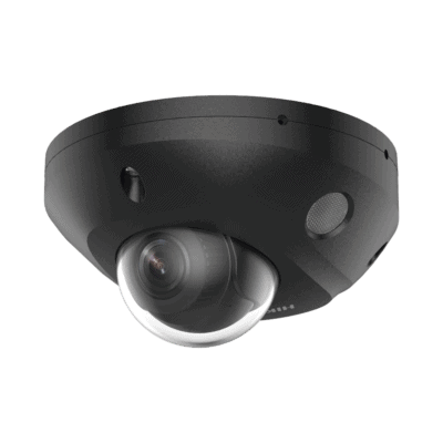 [Dual Light + 2 Micrófonos Integrados] Mini Domo IP 4 Megapixel / Color Negro / Lente 2.8 mm / 30 mts Luz Blanca + 30 mts IR / ACUSENSE / Exterior IP67 / IK08 /  WDR 120 dB / PoE / ONVIF / Alarmas I/O / Micro SD / ACUSEARCH