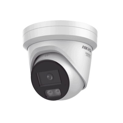 Turret IP 8 Megapixel (4K) / Lente 2.8 mm / Dual Light (40 mts IR + 40 mts Luz Blanca) / DARKFIGHTER S / Exterior IP67 / Microfono Integrado / WDR 130 dB / 4 Analíticos: AcuSense, Deteccion Facial, Conteo de Personas por Cruce y Zona