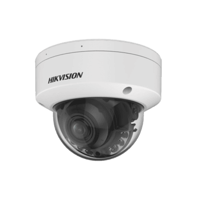 Domo IP 4 Megapixel / Lente Mot. 2.7 - 13.5 mm / Dual Light (40 mts IR + 40 mts Luz Blanca ) / SSD Integrado 1 TB / 2 Micrófonos Integrados / Alarmas I/O / IP67 / IK10 / WDR 130 dB / PoE + / AcuSense / DarkFighter S / Micro SD