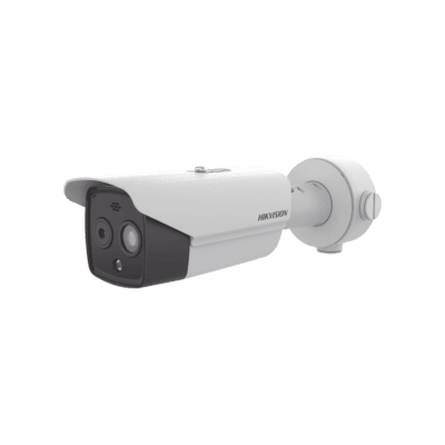 Cámara Bala IP Térmica y Óptica Biespectral / Análisis de Video (VCA) para Protección Perimetral / Medición de Temperatura -20°C a 150°C / Teleobjetivo Térmico 9.7mm / Térmica 256 x 192 / &Oa