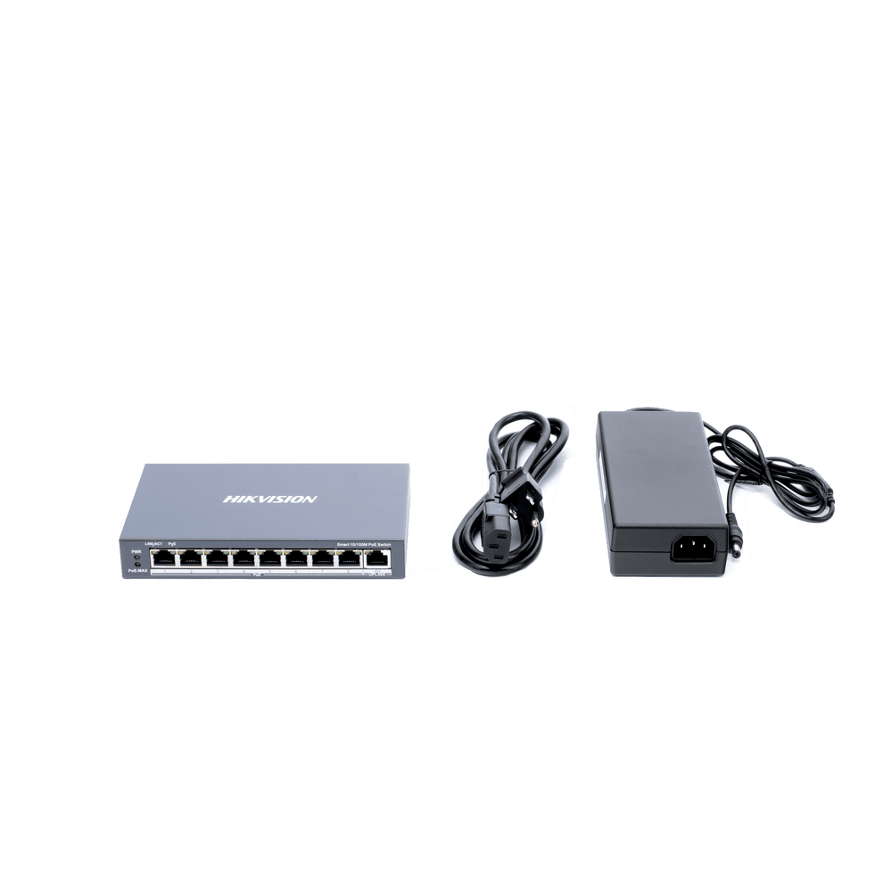 DS3E1309PEI-AD-1-l Switch PoE+ / Monitoreable / 8 Puertos 10/100 Mbps PoE+ / 1 Puerto 1000 Mbps de Uplink / Configuración Nube Hik-PartnerPro / Modo Extendido hasta 300 Metros / 110 W DS-3E1309P-EI 5