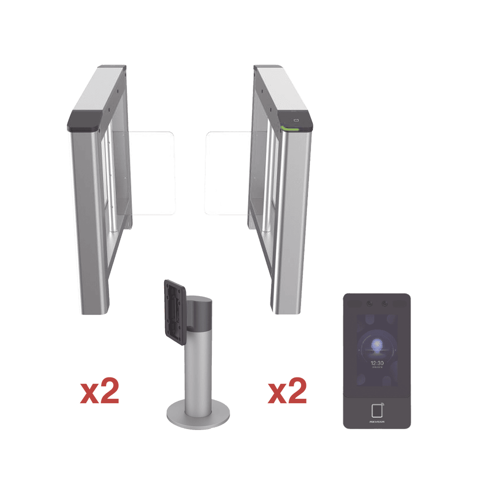 DSK3B220KIT-l Kit de Torniquete con Terminales Faciales incluidas / Montajes Incluidos / Izquierdo y Derecho / Carril de 90 cms / 3,000,000 MCBF / 4 Pares de IR DS-K3B220-KIT 1