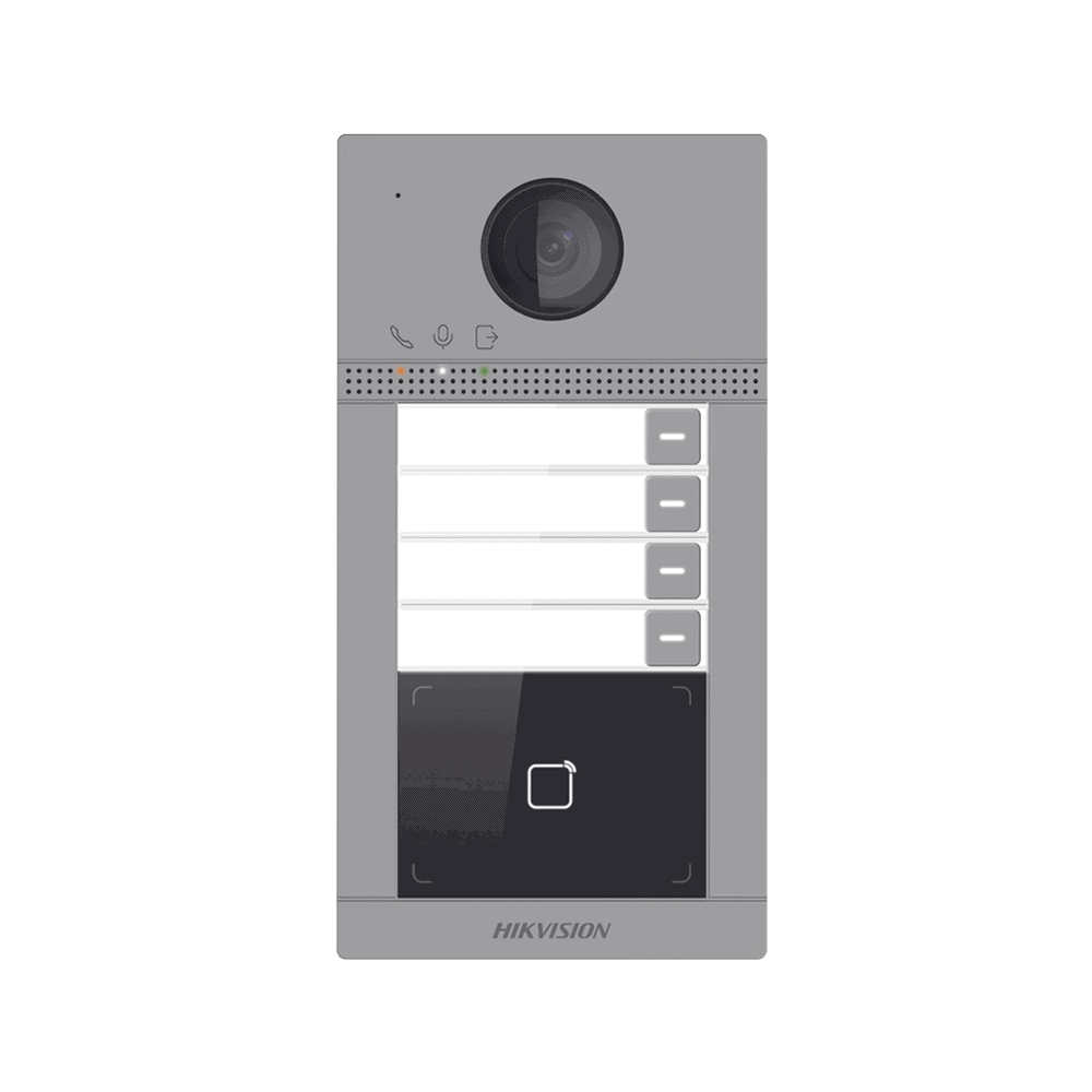 DSKV8413WME1C-FRENTE-l Videoportero IP 2 Megapixel / Llamada y Apertura Remota desde App Hik-Connect (Requiere monitor )/ PoE / Exterior IP65 + Antivandalico IK08 / 4 Departamento / Apertura con Tarjeta / Soporta 2 Puertas y hasta 6 Monitores DS-KV8413-WME1(C) 2