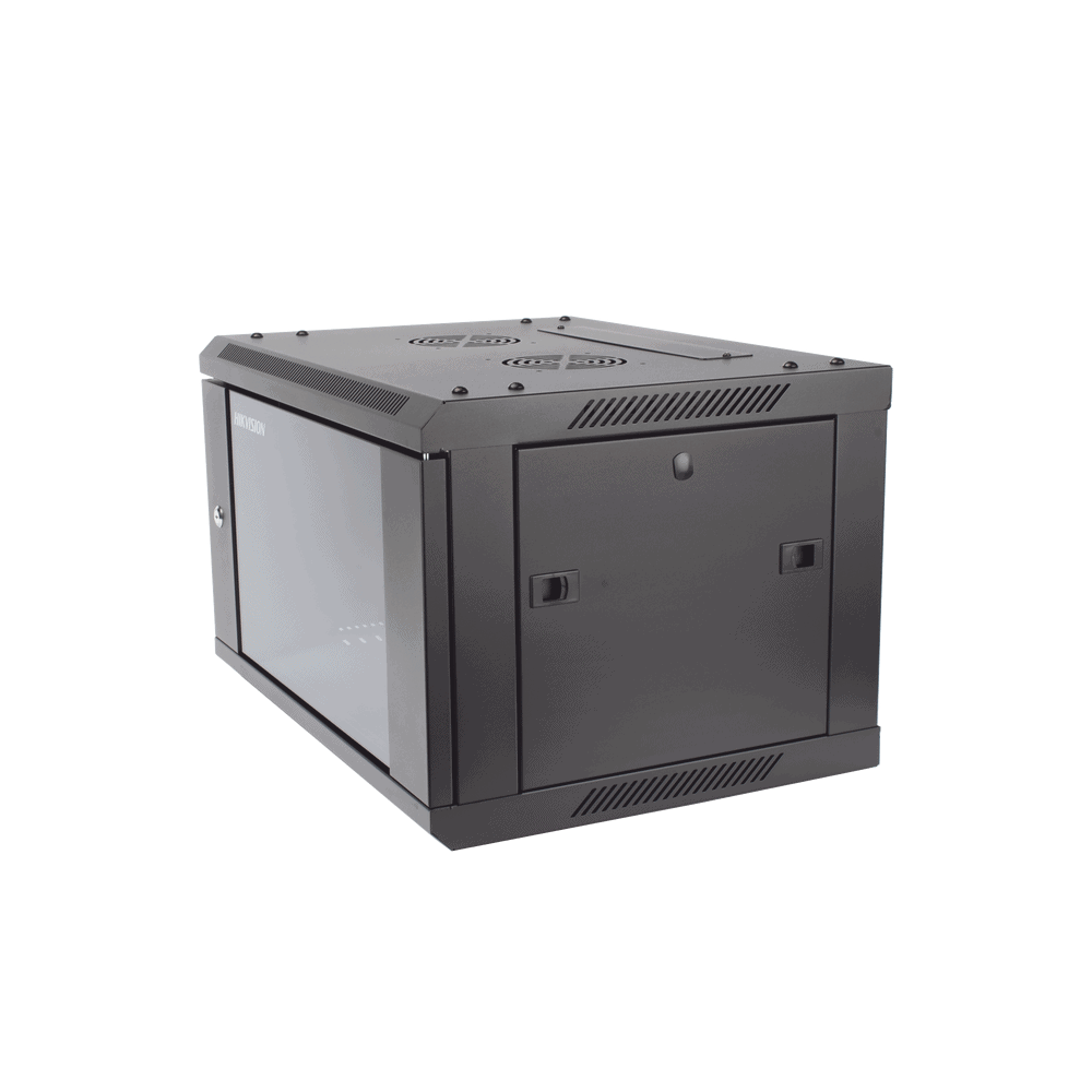 DSXS6406S_B-l Gabinete para Montaje en Pared - Piso / Puerta de Cristal Templado / Cuerpo Fijo / 6 Unidades de Rack / 19" / Fabricado en Acero DS-XS6406-S/B 1