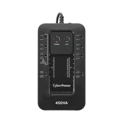 UPS de 450 VA/260 W, Topología Standby con Modo Ahorrador ECO, Entrada 120 Vca NEMA 5-15P, Con 8 Tomas NEMA 5-15R
