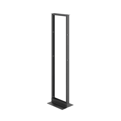 Rack de Dos Postes Estándar de 19 in, Rieles Numerados y Roscados #12-24, Fabricado en Aluminio, 45 Unidades de Rack, Color Negro