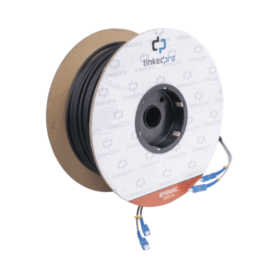 Carrete de Fibra Óptica Monomodo con Conectores SC-SC Duplex, Reforzada con Kevlar, de 100 Metros (328.08 Pies)
