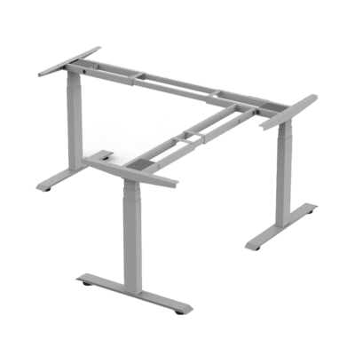 Base de Escritorio Motorizado Profesional Tipo L (3 Columnas) / Altura Ajustable 60-125cm / Estructura Estable / Funcionamiento Suave / 4 Preset de Posiciones / Color Gris / Soporta hasta 150Kg de carga
