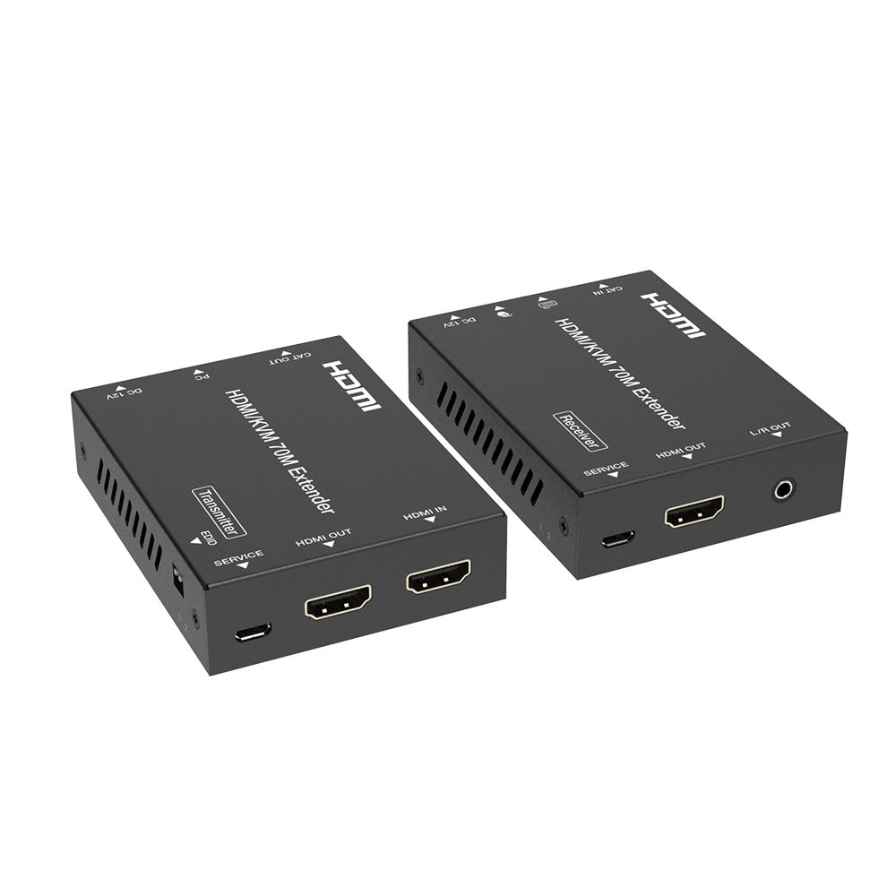EPCEDB70K-AD-1-l Kit Extensor HDMI con KVM | 70m | 4K2K@60Hz | 4:4:4 | HDMI2.0b y HDCP 2.2 | Salida de Audio 3.5mm | Admite PoC | Admite USB 1.1 EPC-EDB70K 2