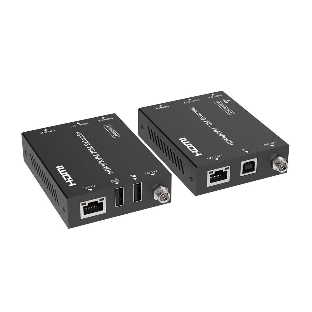 EPCEDB70K-l Kit Extensor HDMI con KVM | 70m | 4K2K@60Hz | 4:4:4 | HDMI2.0b y HDCP 2.2 | Salida de Audio 3.5mm | Admite PoC | Admite USB 1.1 EPC-EDB70K 1